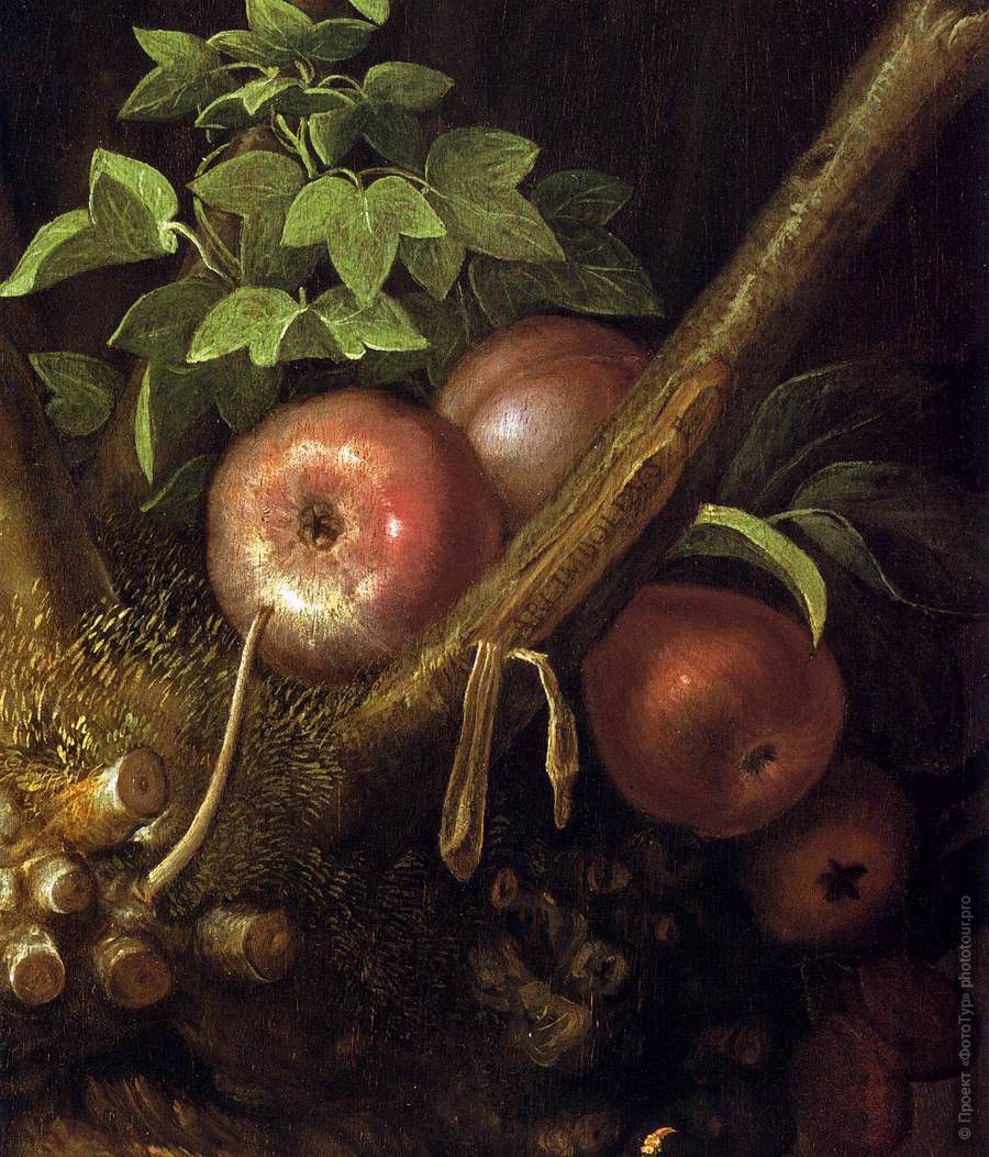      , 1590. The Four Seasons in one Head c. 1590.  . Giuseppe Arcimboldo.