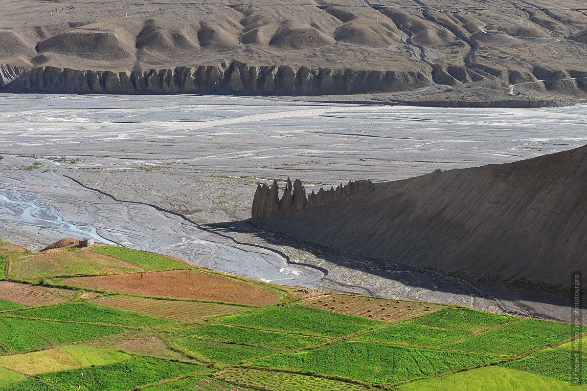 Квадраты полей Долины Спити. Фототур в Долину Спити из Леха,  Малый Тибет, Индия.