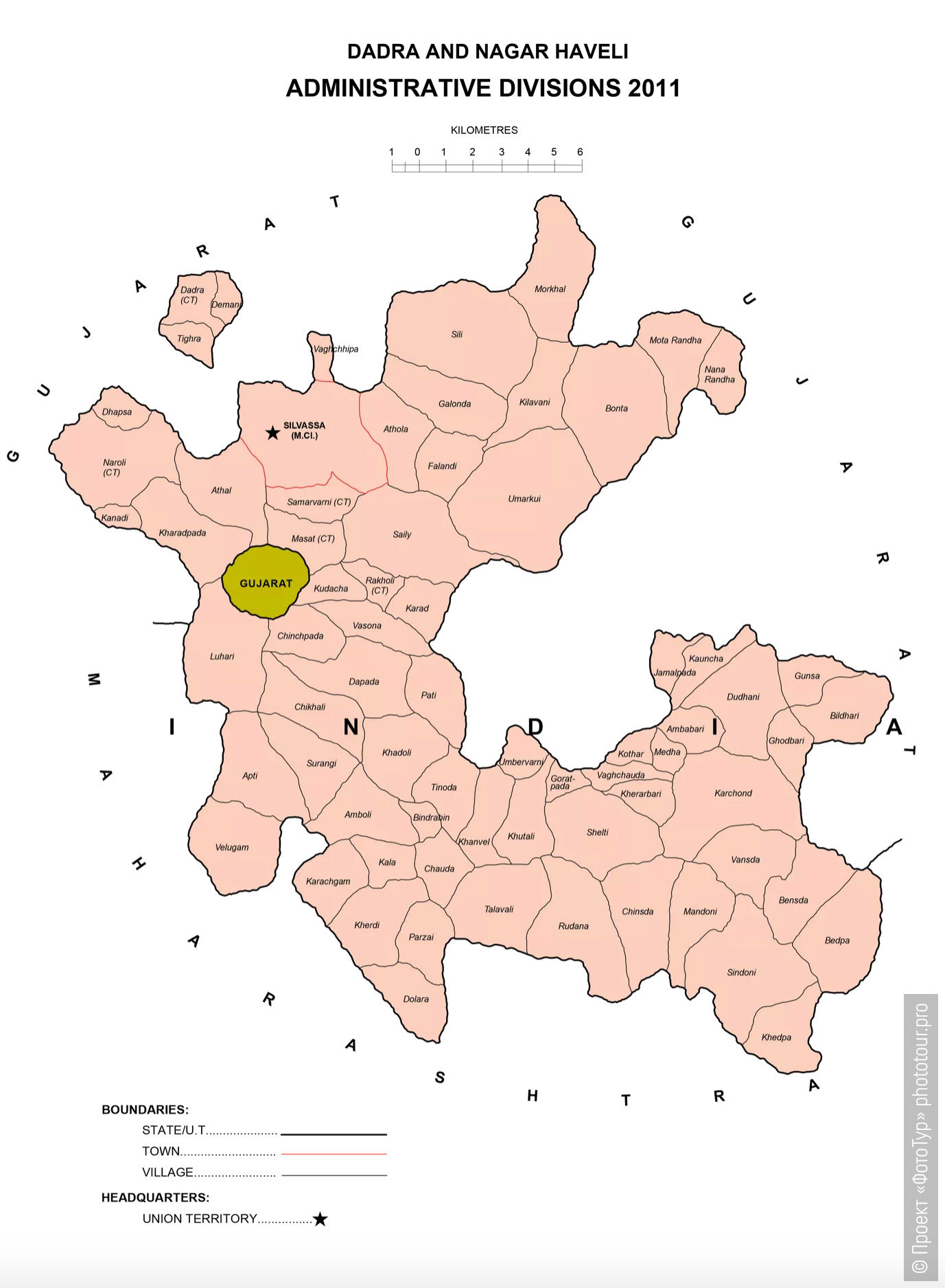 Карта союзной территории Дадра и Нагар-Хавели.