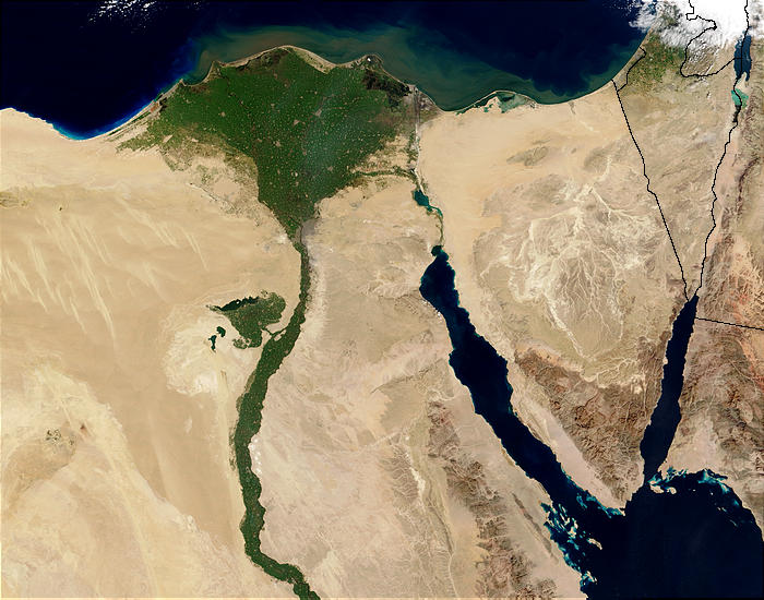 Космоснимок Синайского Полуострова.