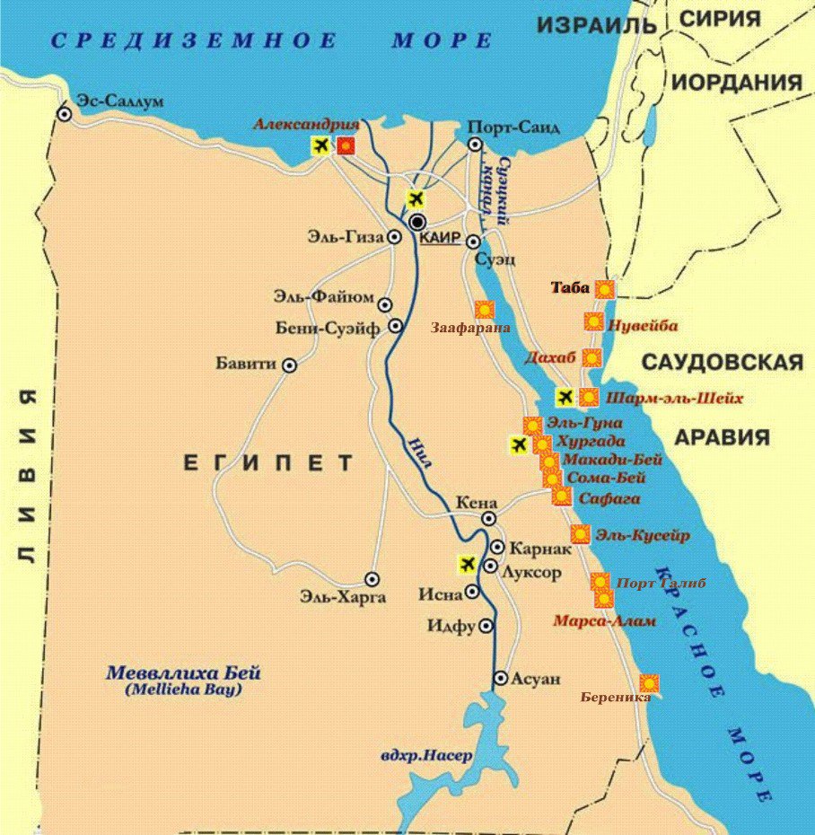 Карта Синайского Полуострова.