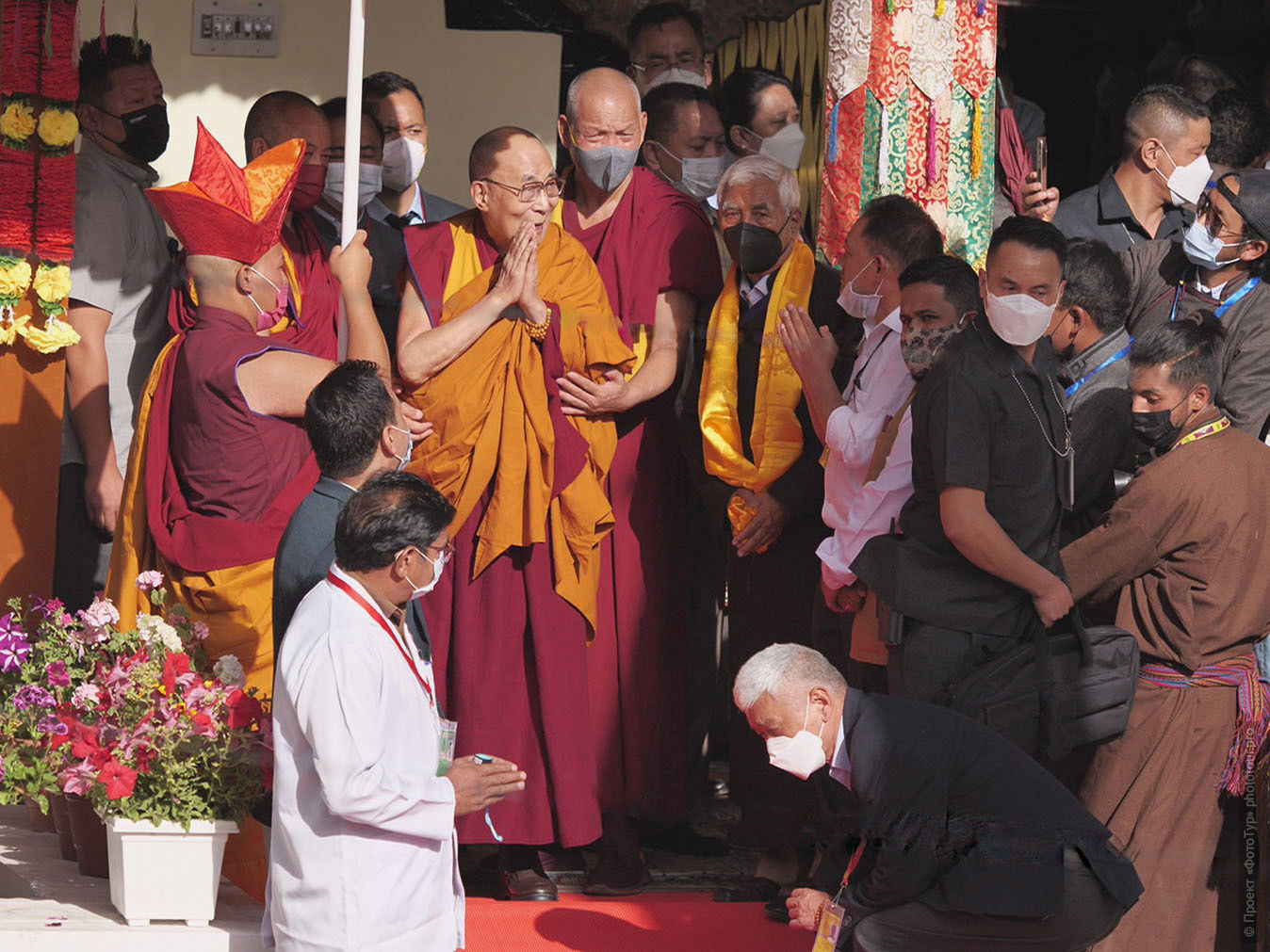 Его Святейшество далай Лама в Сома Гонпе, Лех, Ладакх, июль 2022 года.