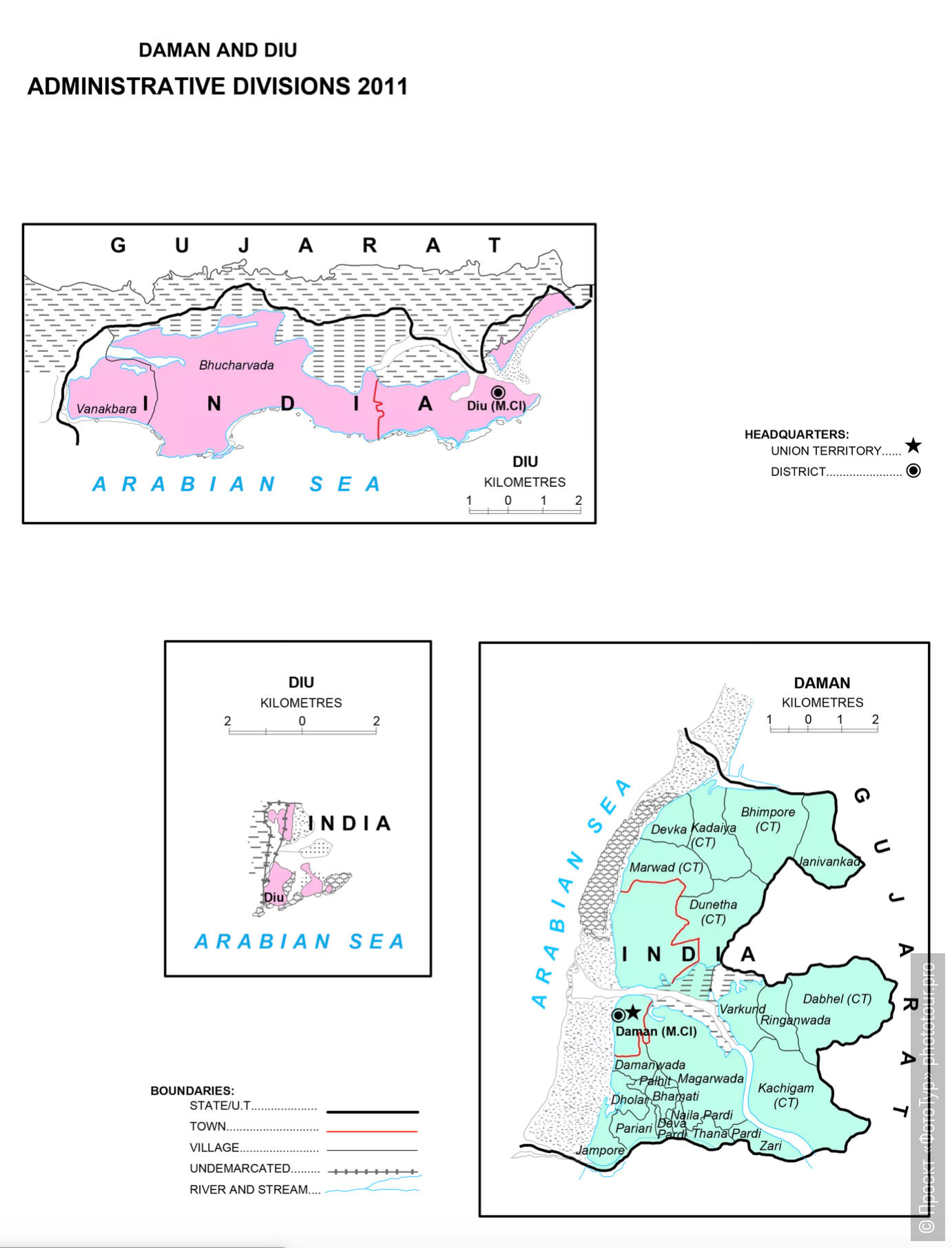 Карта союзной территории Даман и Диу.