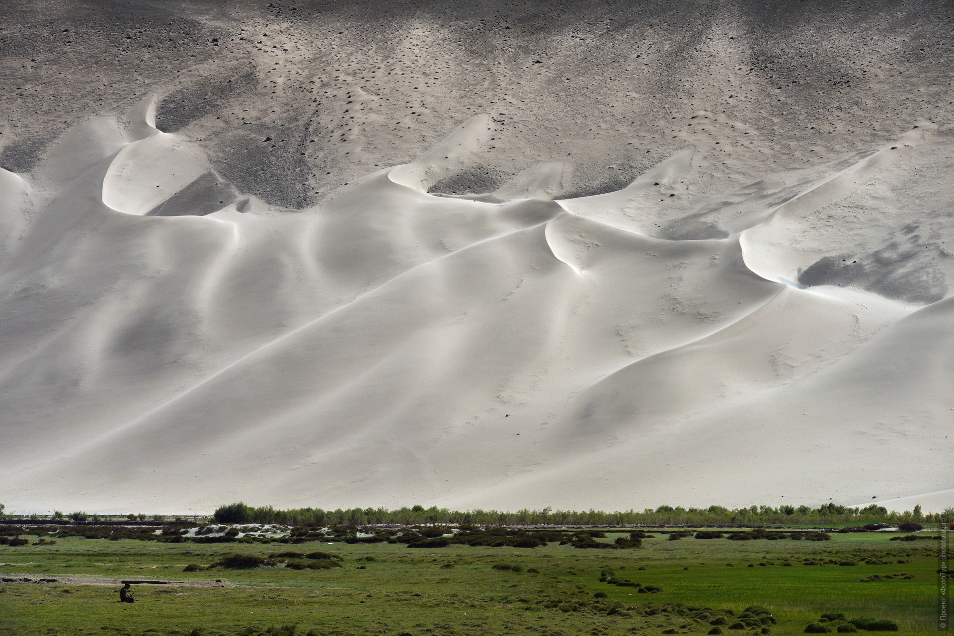 Белые песчаные дюны, верхнее течение реки Индус, Чантанг, Ладакх.