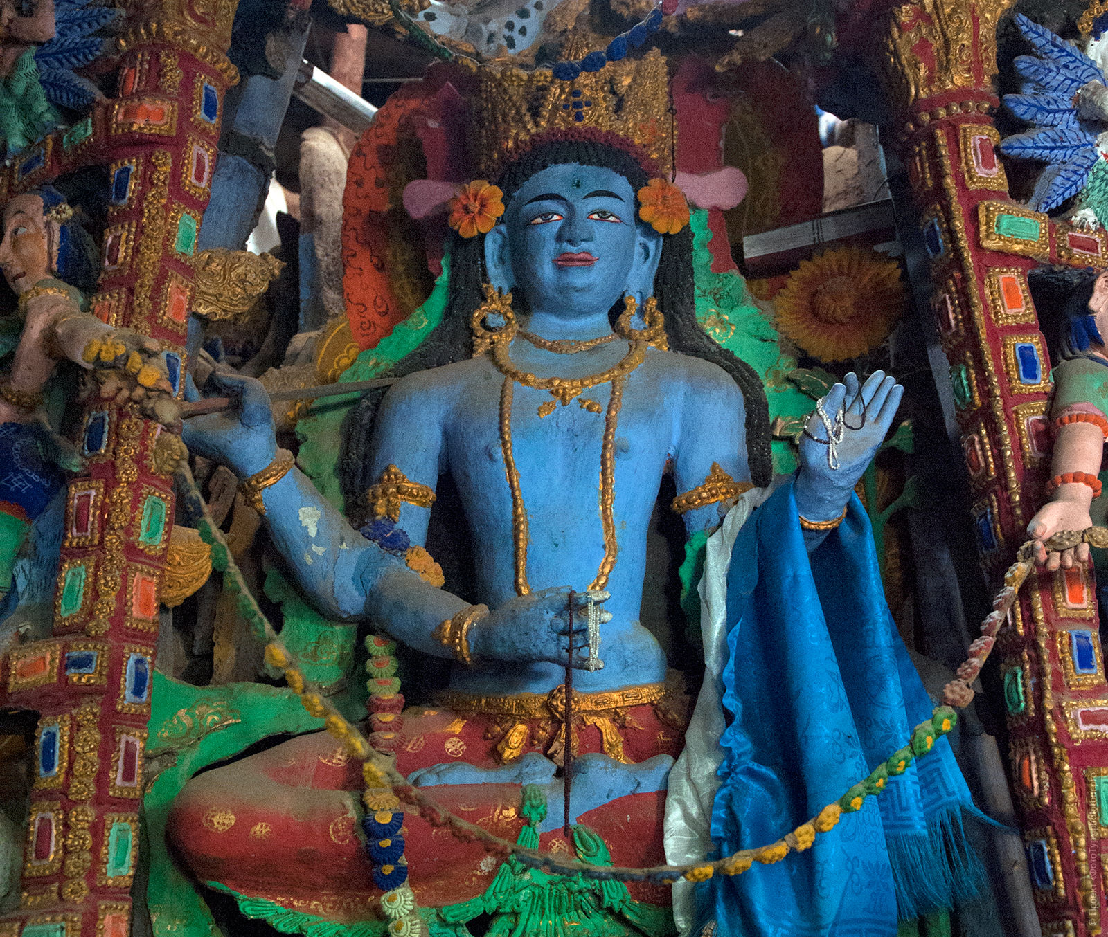 Скульптура Манджушри в гонпе  Манджушри буддийского монастыря Алчи, Ладакх, Гималаи, Северная Индия.