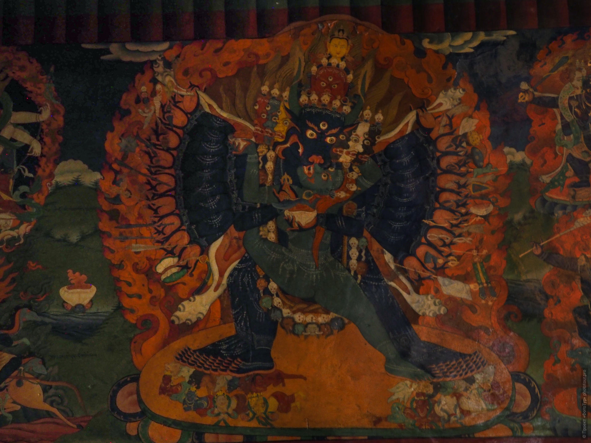 Древняя Ямантака-фреска, Сабу Гонпа, Буддийский монастырь Сабу Гонпа, Йога-тур по Ладакху, Гималаи с Мариной Плехановой, 09 - 18 июля 2024 года.