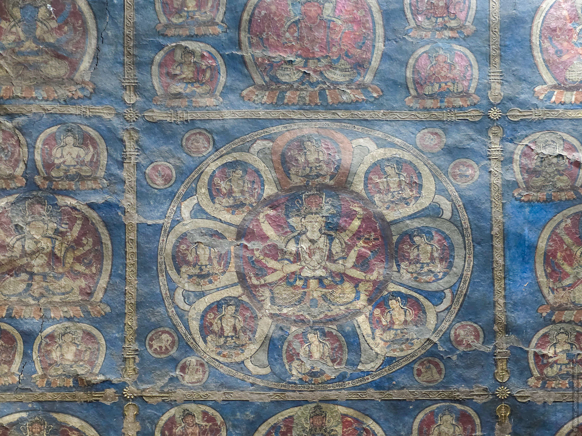 Sumda Chun interior, Sumda Chun apse, Sumda Chun Mahavairocana statue, Vajradhatu mandala Sumda Chun, 37 deities Sumda Chun, Sumda Chun stucco sculptures, Sumda Chun wall paintings, Western Himalayan Buddhist murals, Ladakh ancient temple interior, Alchi group sculpture, Sumda Chun four-faced Mahavairocana, Himalayan clay sculpture, Sumda Chun monastery apse details