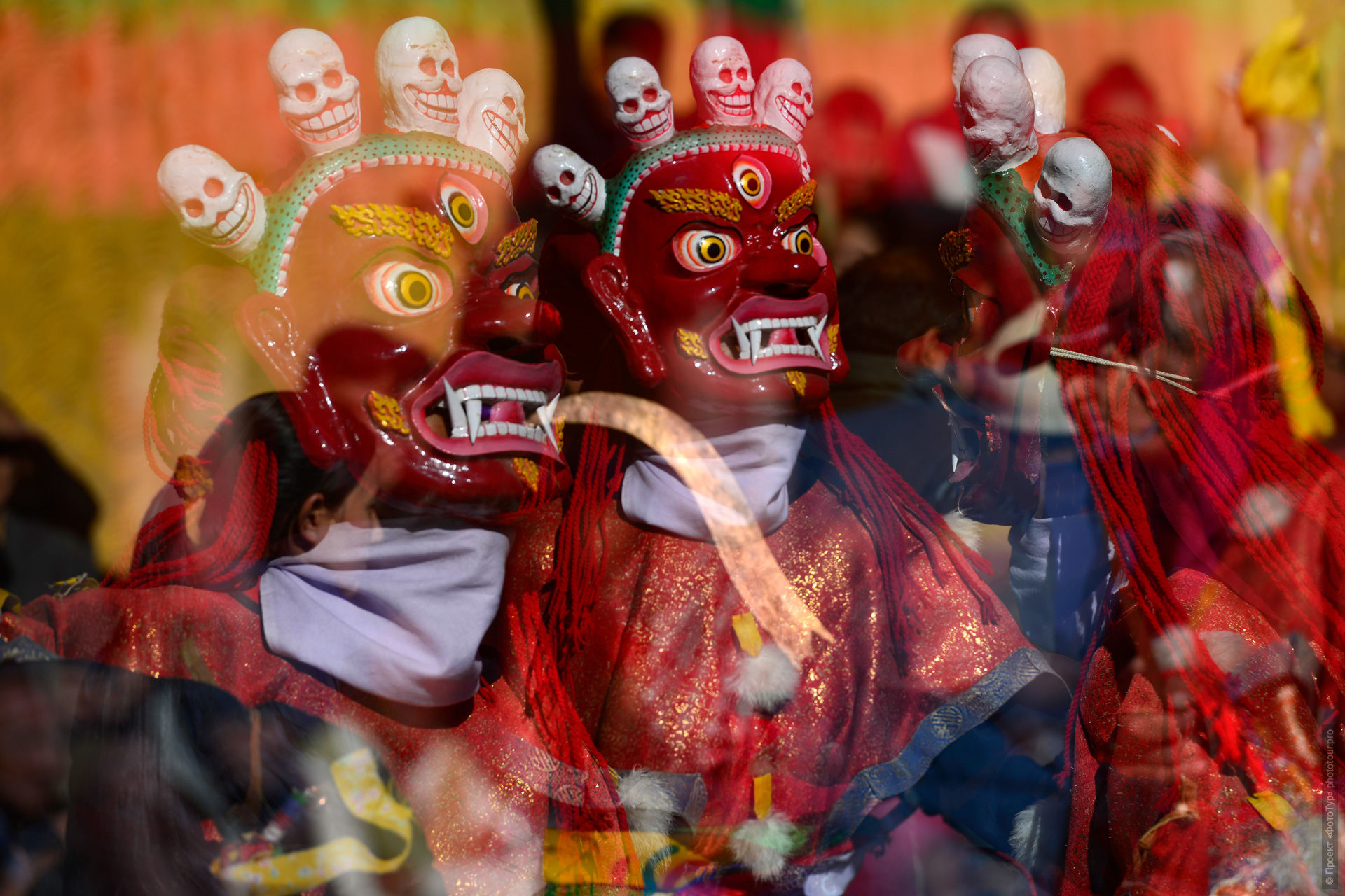 Cham dance, Thiksey Gustor, Thiksey Monastery, Ladakh, Buddhist ritual, Cham dance preparation, monks in masks, Buddhist ritual masks, Mahakala Cham, Blue Mahakala, gompa interior