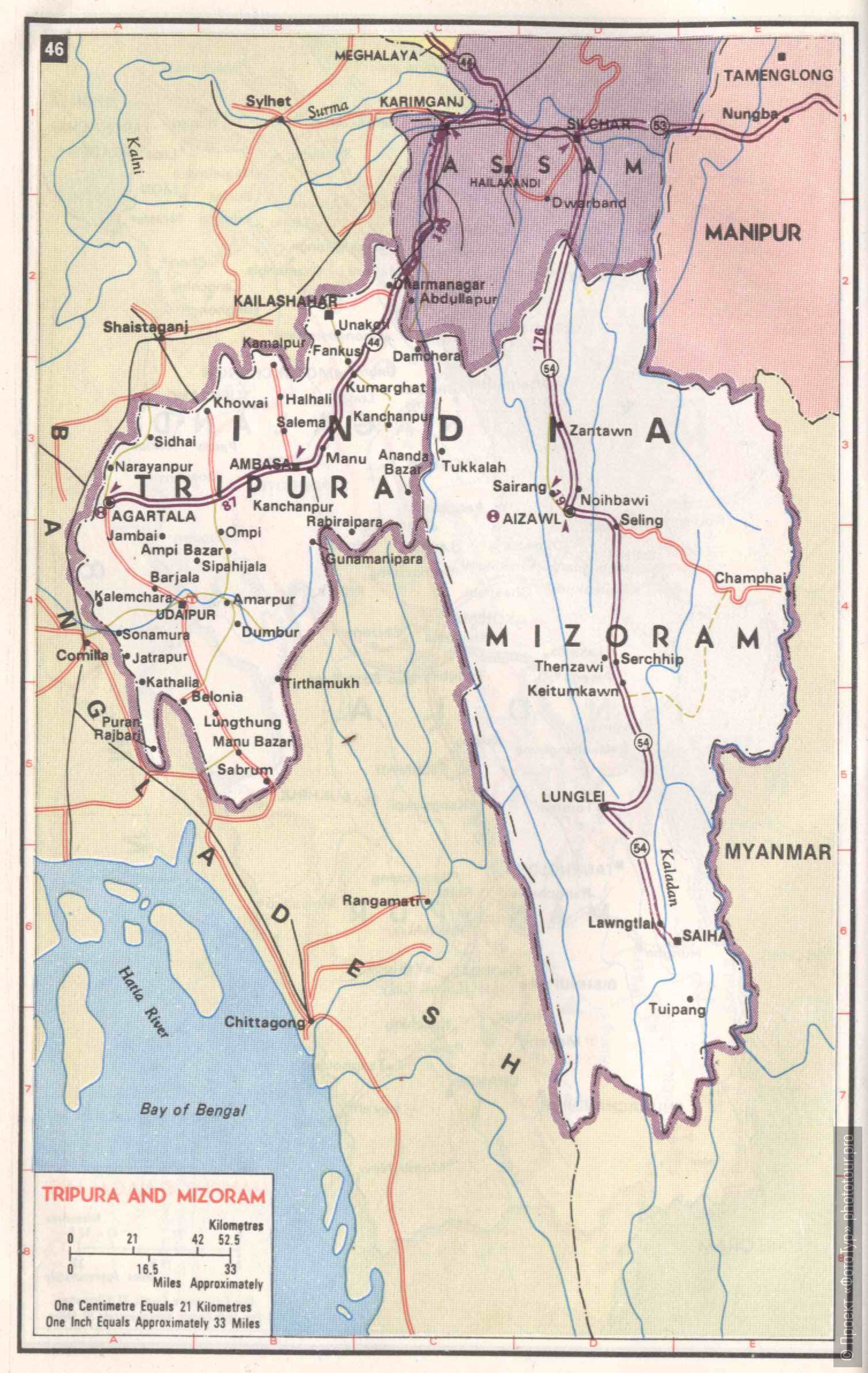 Карта штата Трипура, Индия.