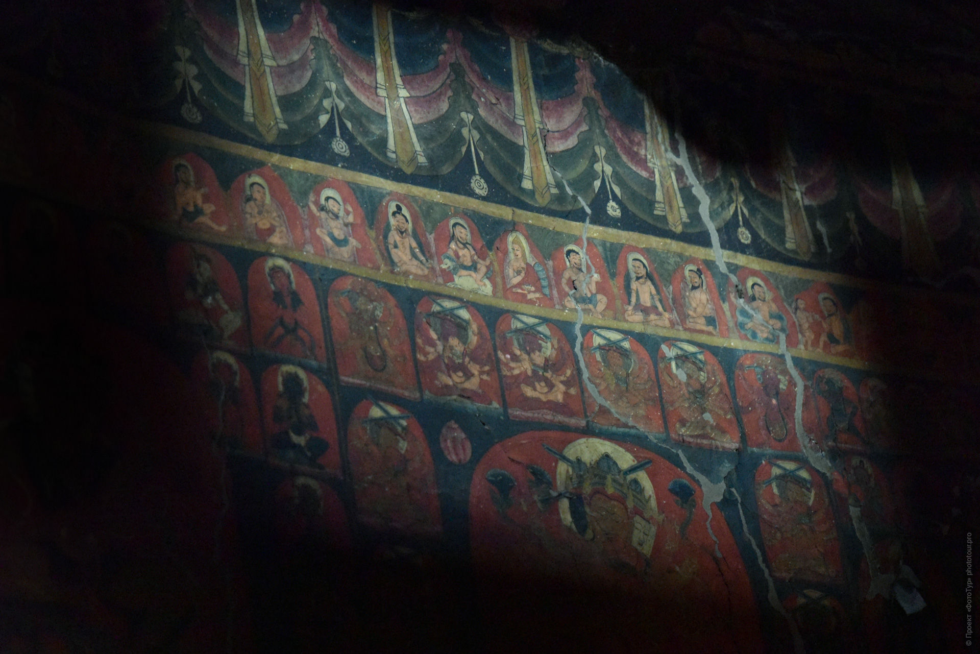 Настенные росписи буддийского монастыря Ванла Гонпа, Ладакх, Гималаи, Северная Индия.