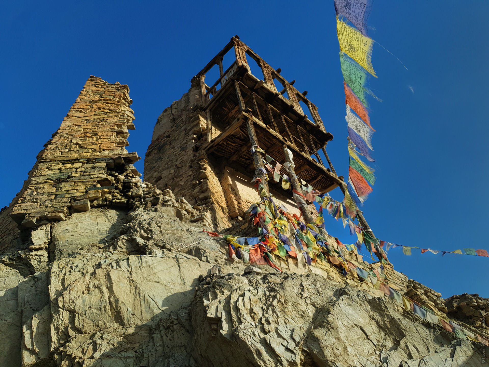 Старинная крепость буддийского монастыря ВанЛа Гонпа, Ладакх, Гималаи, Северная Индия.