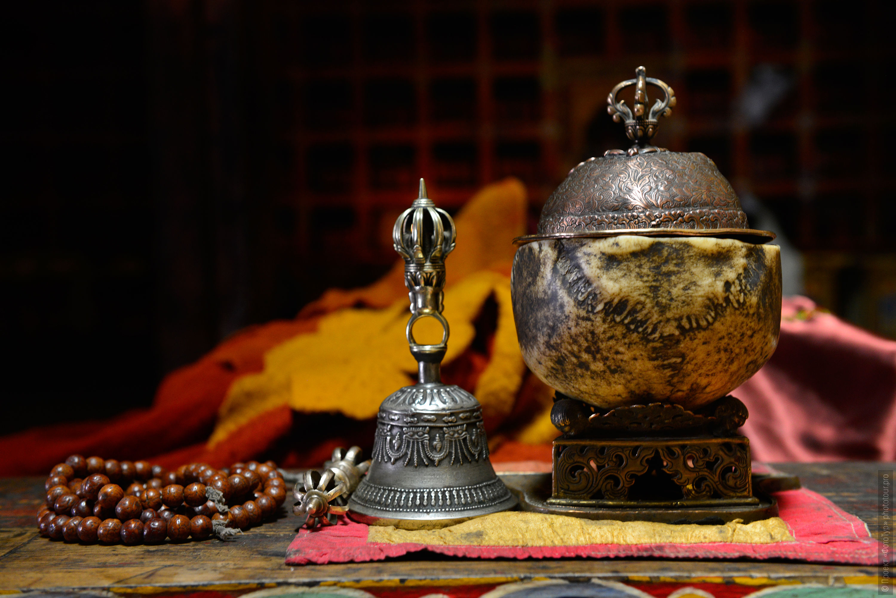 Капала - ритуальная чаша из человеческого черепа, монастырь Рангдум, Занскар, Северная Индия.