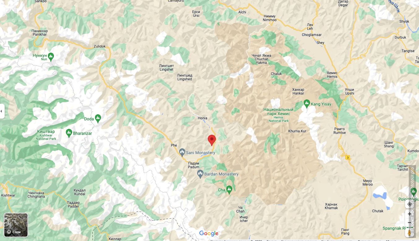 Карта Занскара, Ладакх, Гималаи, Северная Индия.