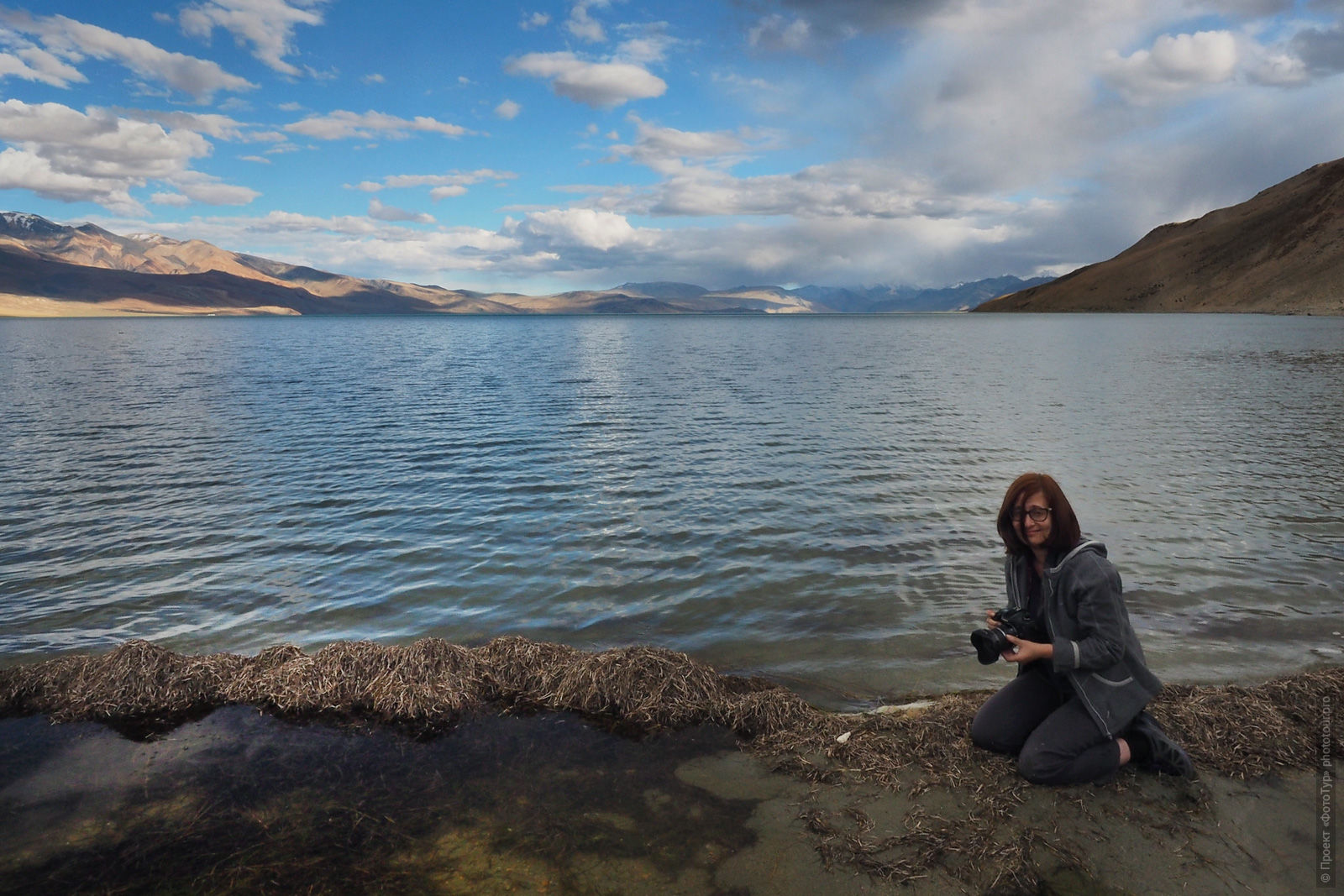 Вера Минаева на озере Цо Морири с Проектом ФотоТур, июль 2017 года.